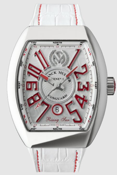 Review Franck Muller VANGUARD RISING SUN Replica Watch V45SCDTRSUN ACRG White Dial